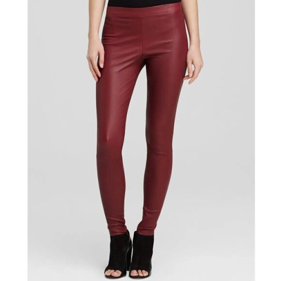 Vince | Lambskin leather leggings in Bordeaux - Picture 9 of 10